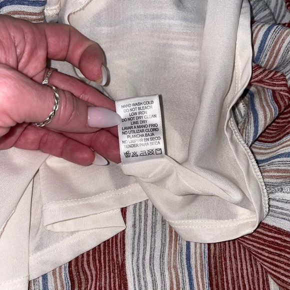 Becaal dress stripped strapless midi light weight brick white SZ SM swim/beach - Picture 7 of 10